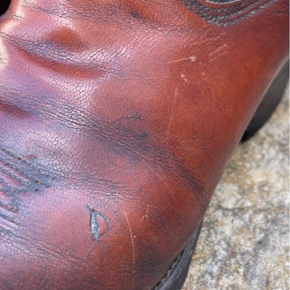Vtg Y2K RJ Foley Men Cowboy Boots Size 10D Brown Leather Western Rodeo Farmcore - Picture 3 of 14